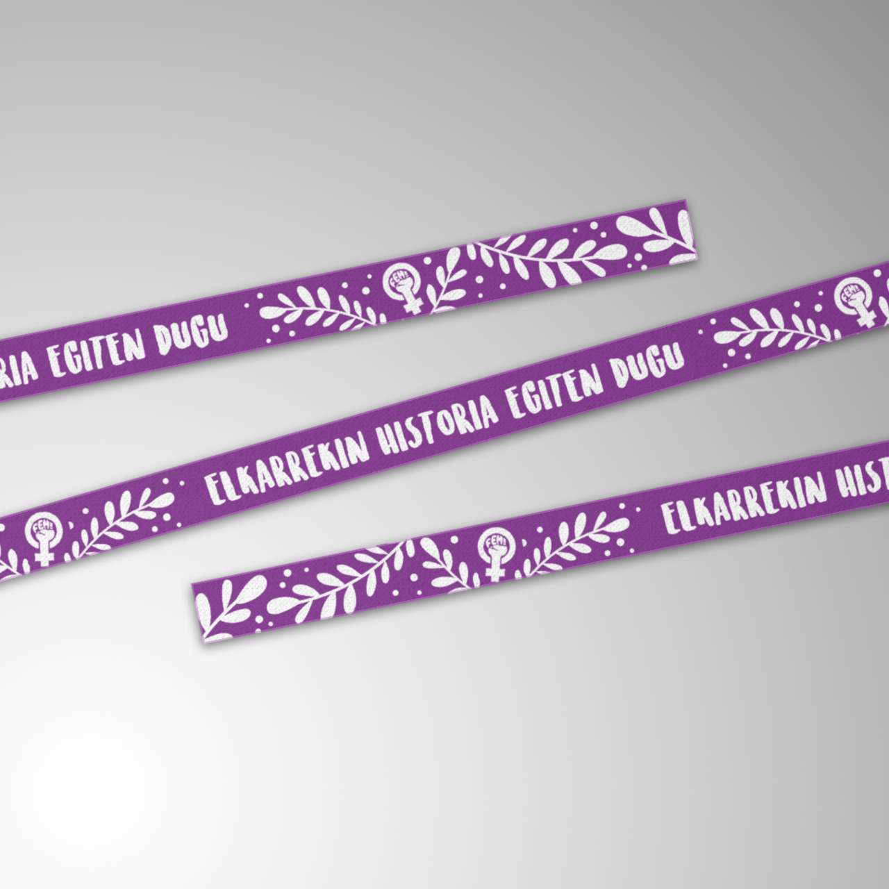 "Elkarrekin Hisotria egiten dugu". 8M Pack de 10 pulseras de tela