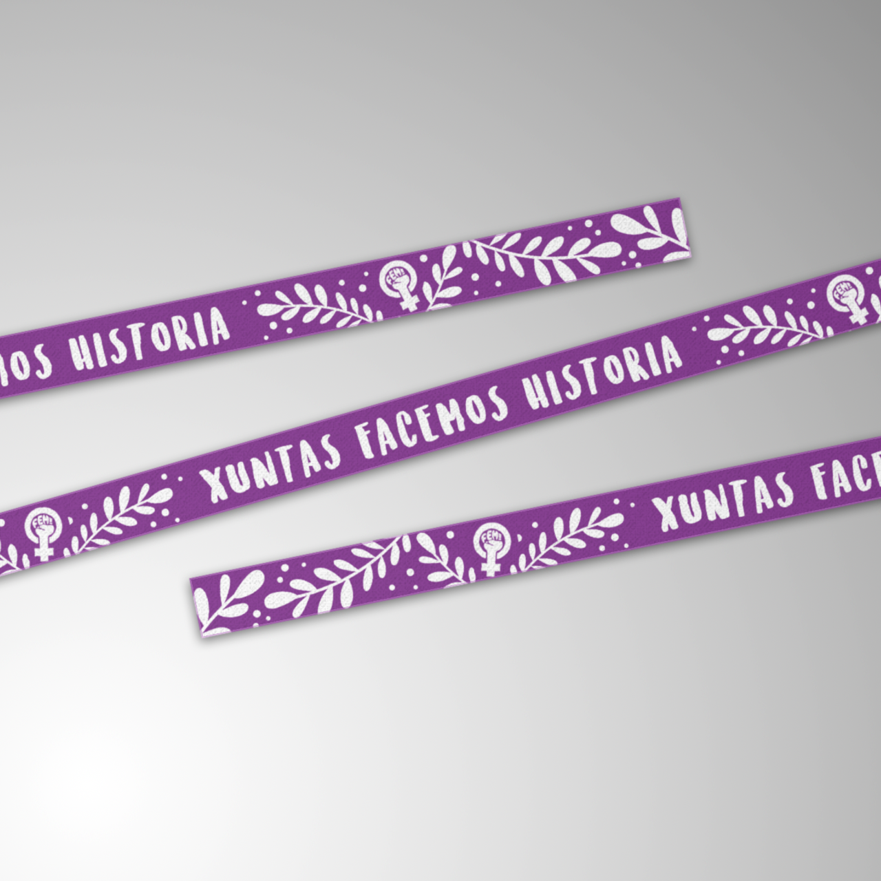 "Xuntas facemos Historia". 8M Pack de 10 pulseras de tela